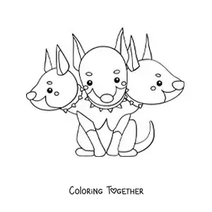Coloring page of a cartoon Cerberus