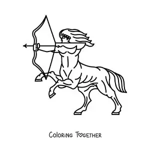 Coloring page of a warrior centaur