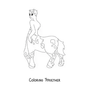Coloring page of a cartoon mythological centaur