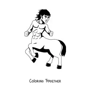 Coloring page of a fantastic cartoon centaur
