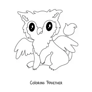 Coloring page of a kawaii griffin