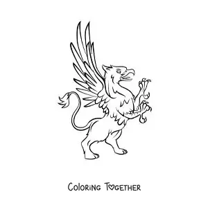 Coloring page of a griffin on two legs