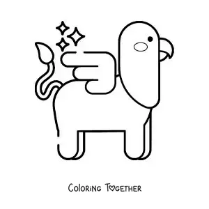 Coloring page of an easy cartoon griffin