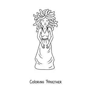 Coloring page of Medusa from Greek mythology