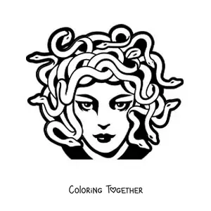 Coloring page of the head of Medusa