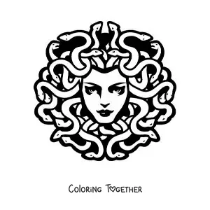 Coloring page of the head of a Gorgon