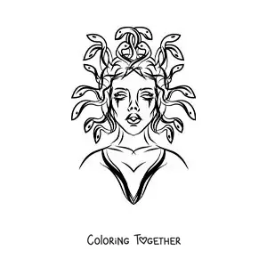 Coloring page of a terrifying Gorgon