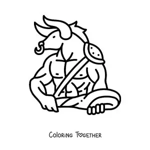 Coloring page of the easy cartoon Minotaur