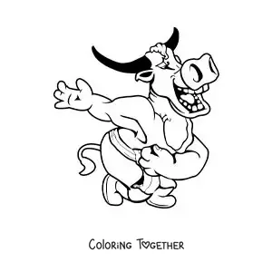 Coloring page of a cartoon of a Minotaur