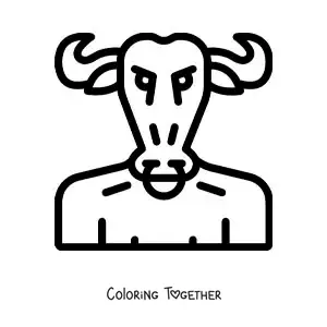 Coloring page of the head of the Minotaur