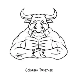 Coloring page of the Minotaur from Greek mythology in cartoon style