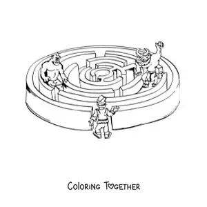 Coloring page of the cartoon Minotaur in the labyrinth