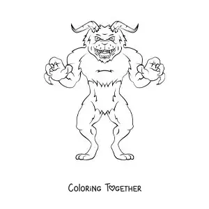 Coloring page of a monstrous Minotaur