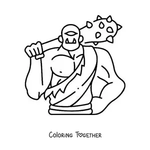 Coloring page of an easy cartoon Cyclops