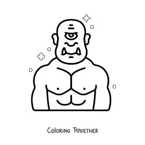 Coloring page of an angry cartoon Cyclops