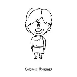 Coloring page of a kawaii cartoon Cyclops