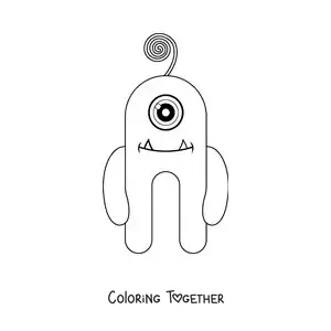 Coloring page of a cartoon one-eyed monster