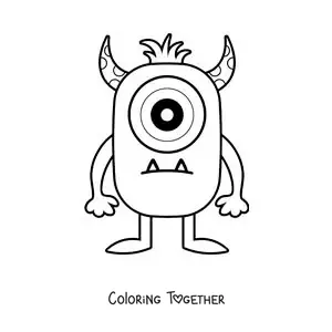Coloring page of a one-eyed monster