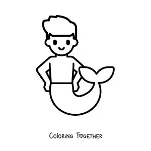 Coloring page of an easy merman