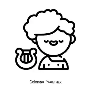 Coloring page of the divine music of Apollo