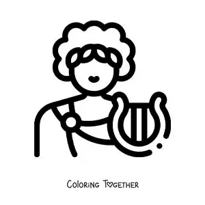 Coloring page of the god Apollo in cartoon style