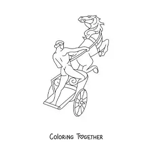 Coloring page of Apollo in his golden chariot
