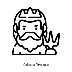 Coloring page of an easy Poseidon