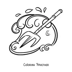 Coloring page of the trident of Poseidon