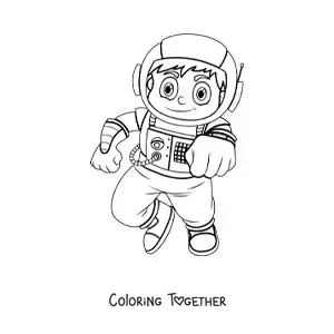 Coloring page of a boy astronaut