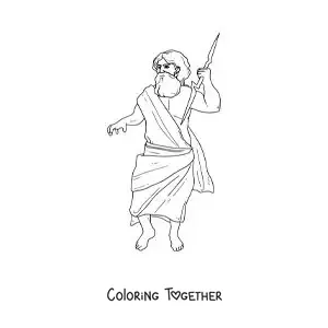 Coloring page of Zeus the realistic Greek god