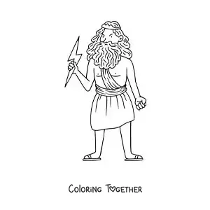 Coloring page of an angry cartoon Zeus