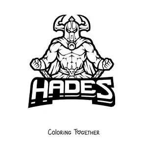 Coloring page of Hades and his helm of invisibility