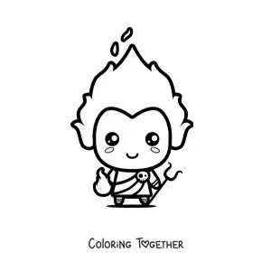 Coloring page of Hades the Greek god in kawaii cartoon style