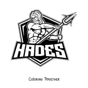 Coloring page of Hades with his bident
