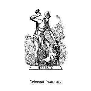 Coloring page of the forge of Hephaestus the Greek god