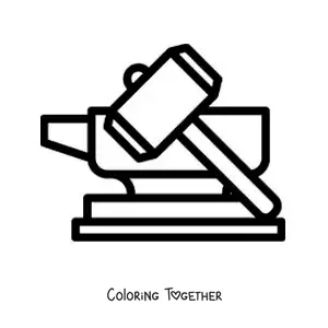 Coloring page of the hammer of Hephaestus