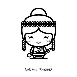 Coloring page of Artemis in kawaii style