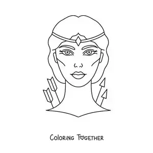 Coloring page of the face of the goddess Artemis