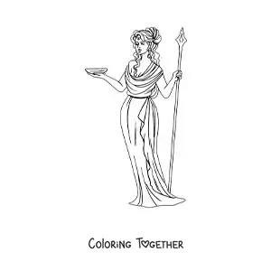 Coloring page of Hera the queen of the gods, animated