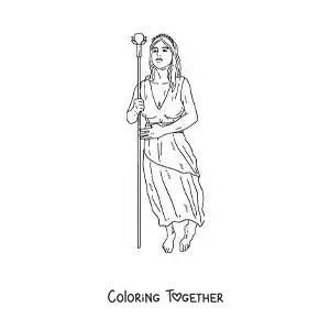Coloring page of Hera the realistic Greek goddess