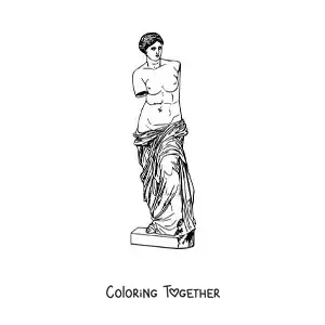 Coloring page of a sculpture of the Venus de Milo