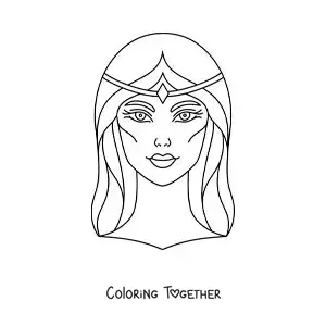Coloring page of the face of Aphrodite the goddess of love