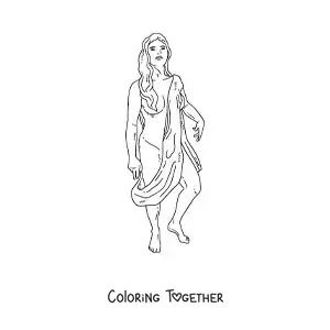 Coloring page of Aphrodite the realistic goddess of love