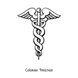 Coloring page of the caduceus of the god Hermes