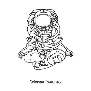 Coloring page of an astronaut sitting down