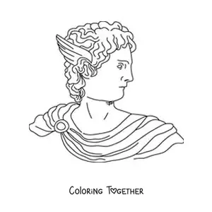Coloring page of the face of the god Hermes