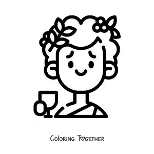 Coloring page of the god of wine Dionysus, animated