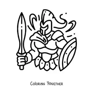 Coloring page of Ares the god of war, animated