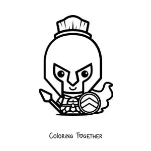 Coloring page of the Greek god Ares, kawaii style