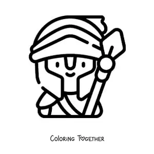 Coloring page of Ares the Greek god, cartoon and easy